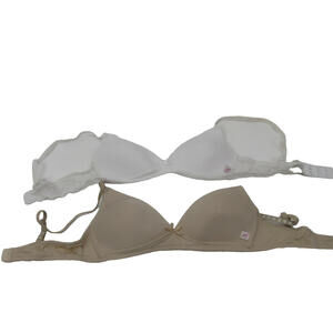 Marks & Spencer Bra Womens 32A White Beige Padded Lace Lot of 2 Bralette Set